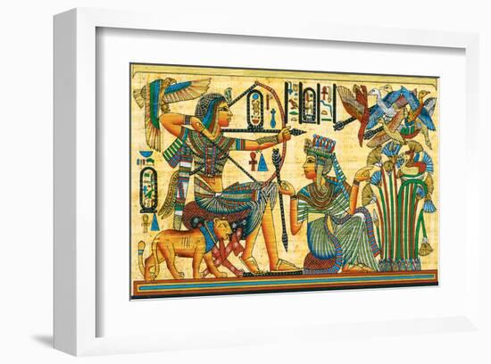 Tutankhamun Hunting Birds-null-Framed Art Print