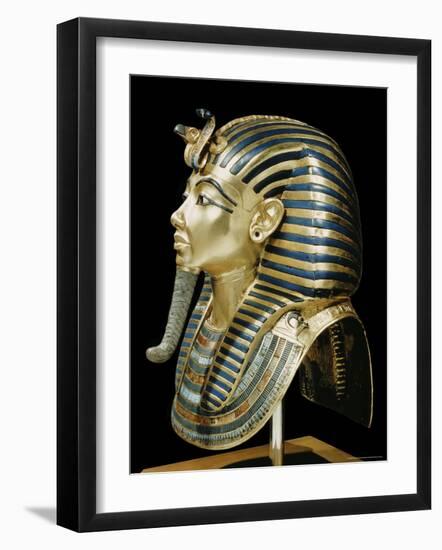 Tutankhamun's Funeral Mask in Solid Gold Inlaid with Semi-Precious Stones, Thebes, Egypt-Robert Harding-Framed Photographic Print