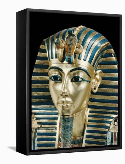 Tutankhamun's Funeral Mask in Solid Gold Inlaid with Semi-Precious Stones, Thebes, Egypt-Robert Harding-Framed Stretched Canvas