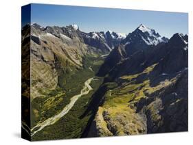 Tutoko River, Valley, Fiordland National Park, Southern Alps, Southland, South Island, New Zealand-Rainer Mirau-Stretched Canvas