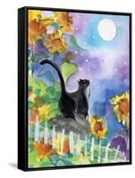 TUXEDO CAT MOONLIGHT SUNFLOWERS-sylvia pimental-Framed Stretched Canvas