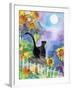 TUXEDO CAT MOONLIGHT SUNFLOWERS-sylvia pimental-Framed Art Print