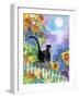 TUXEDO CAT MOONLIGHT SUNFLOWERS-sylvia pimental-Framed Art Print