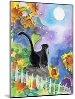 TUXEDO CAT MOONLIGHT SUNFLOWERS-sylvia pimental-Mounted Art Print