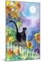 TUXEDO CAT MOONLIGHT SUNFLOWERS-sylvia pimental-Mounted Art Print