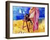 Tuxedo Cat on the Beach-sylvia pimental-Framed Art Print