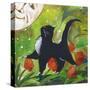 Tuxedo Cat With Moonface & Tulips-sylvia pimental-Stretched Canvas