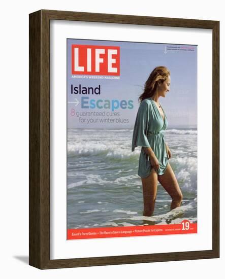 TV Chef Giada De Laurentiis Wading in Surf at the Hotel Del Coronado, January 19, 2000-Jeff Riedel-Framed Photographic Print