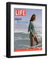 TV Chef Giada De Laurentiis Wading in Surf at the Hotel Del Coronado, January 19, 2000-Jeff Riedel-Framed Photographic Print