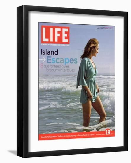 TV Chef Giada De Laurentiis Wading in Surf at the Hotel Del Coronado, January 19, 2000-Jeff Riedel-Framed Photographic Print