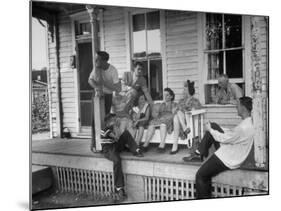 TV Comedienne Dagmar Sitting on Front Porch of Her Parent's Home During Visit to Home Town-Alfred Eisenstaedt-Mounted Premium Photographic Print