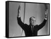 TV Emcee Ed Sullivan Holding His Arms Up, During 20th Anniversary Show-Arthur Schatz-Framed Stretched Canvas