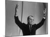 TV Emcee Ed Sullivan Holding His Arms Up, During 20th Anniversary Show-Arthur Schatz-Mounted Premium Photographic Print