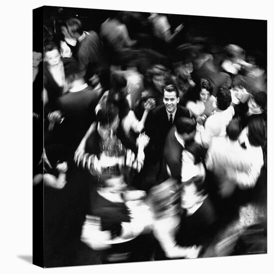 TV Host Dick Clark in Middle of Teenage Dancers on Dance Floor During American Bandstand Show-Paul Schutzer-Stretched Canvas
