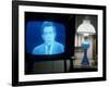 TV Image of Cbs Newscaster Dan Rather Giving Analysis of Pres. Nixon's Resignation Speech-Gjon Mili-Framed Photographic Print