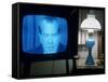 TV Image of Pres. Richard M. Nixon Announcing His Resignation in Speech from the Oval Office-Gjon Mili-Framed Stretched Canvas