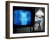 TV Image of Pres. Richard M. Nixon Announcing His Resignation in Speech from the Oval Office-Gjon Mili-Framed Photographic Print