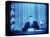TV Image of Pres. Richard M. Nixon Announcing His Resignation in Speech from the Oval Office-Gjon Mili-Stretched Canvas