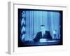 TV Image of Pres. Richard M. Nixon Announcing His Resignation in Speech from the Oval Office-Gjon Mili-Framed Photographic Print