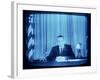 TV Image of Pres. Richard M. Nixon Announcing His Resignation in Speech from the Oval Office-Gjon Mili-Framed Photographic Print