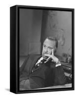 TV Newscaster Walter Cronkite, Preparing for His TV Show-Leonard Mccombe-Framed Stretched Canvas