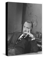 TV Newscaster Walter Cronkite, Preparing for His TV Show-Leonard Mccombe-Stretched Canvas