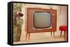 TV Set, Retro-null-Framed Stretched Canvas