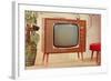 TV Set, Retro-null-Framed Art Print