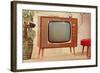 TV Set, Retro-null-Framed Art Print