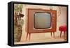 TV Set, Retro-null-Framed Stretched Canvas