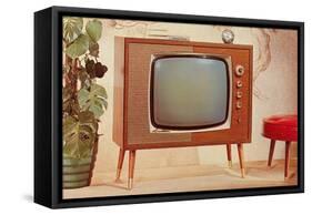 TV Set, Retro-null-Framed Stretched Canvas