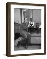 TV Show Host Art Linkletter Doing His TV Show "House Party" at Cbs TV City-Ralph Crane-Framed Premium Photographic Print