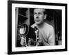 TV Star Johnny Carson at Home Studying Astronomy from the Large Telescope in His Window-Arthur Schatz-Framed Premium Photographic Print