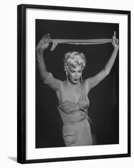TV Stripper Barbara Nichols in the Play "The Untouchables"-J^ R^ Eyerman-Framed Premium Photographic Print