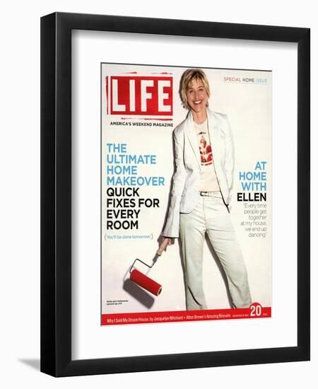 TV Talkshow Host Ellen DeGeneres Holding Paint Roller for Home Makeover Feature, May 20, 2005-Guy Aroch-Framed Photographic Print