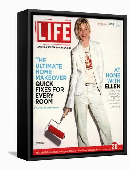 TV Talkshow Host Ellen DeGeneres Holding Paint Roller for Home Makeover Feature, May 20, 2005-Guy Aroch-Framed Stretched Canvas