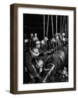 TVA Workers Installing Huge Generator at World's Largest Coal Fueled Steam Plant-Margaret Bourke-White-Framed Photographic Print