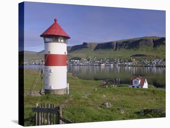 Tvoroyri Village and Lighthouse, Suduroy, Suduroy Island, Faroe Islands, Denmark, Europe-Patrick Dieudonne-Stretched Canvas