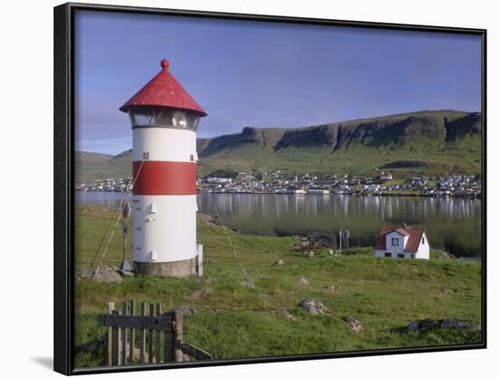 Tvoroyri Village and Lighthouse, Suduroy, Suduroy Island, Faroe Islands, Denmark, Europe-Patrick Dieudonne-Framed Photographic Print