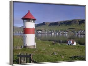 Tvoroyri Village and Lighthouse, Suduroy, Suduroy Island, Faroe Islands, Denmark, Europe-Patrick Dieudonne-Framed Photographic Print