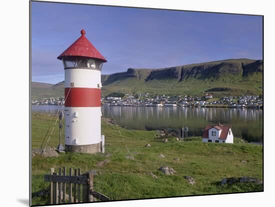 Tvoroyri Village and Lighthouse, Suduroy, Suduroy Island, Faroe Islands, Denmark, Europe-Patrick Dieudonne-Mounted Photographic Print