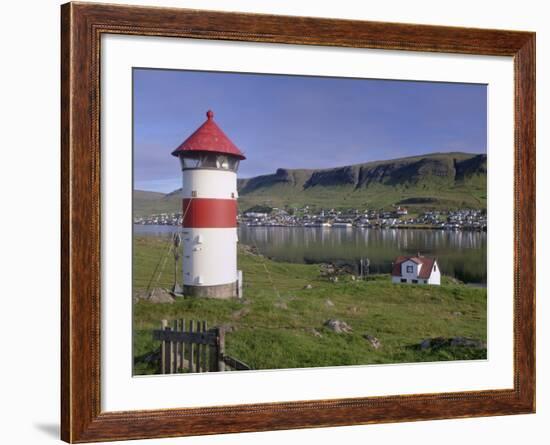 Tvoroyri Village and Lighthouse, Suduroy, Suduroy Island, Faroe Islands, Denmark, Europe-Patrick Dieudonne-Framed Photographic Print