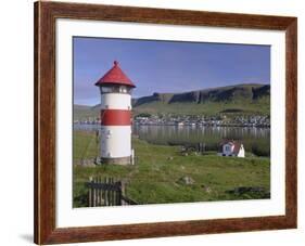 Tvoroyri Village and Lighthouse, Suduroy, Suduroy Island, Faroe Islands, Denmark, Europe-Patrick Dieudonne-Framed Photographic Print