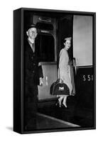 Twa Air Stewardess Boarding a Train-null-Framed Stretched Canvas