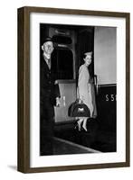 Twa Air Stewardess Boarding a Train-null-Framed Photographic Print