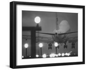 Twa Plane Landing at O'Hare Airport-null-Framed Photographic Print