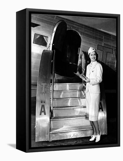 TWA Stewardess-null-Framed Stretched Canvas