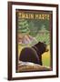 Twain Harte, California - Black Bear in Forest-Lantern Press-Framed Art Print