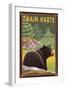 Twain Harte, California - Black Bear in Forest-Lantern Press-Framed Art Print