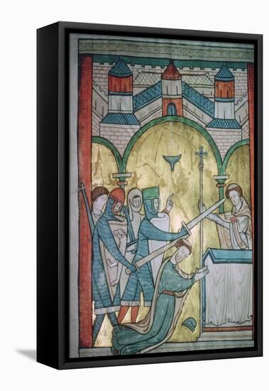 Twelfth century illustration of the murder of St Thomas-a-Becket (1118-1170) from a psalter.-Unknown-Framed Stretched Canvas